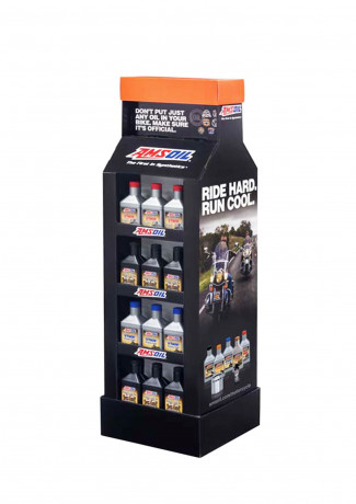 Торговая полка-стенд картонная AMSOIL "Масла для мотоциклов"