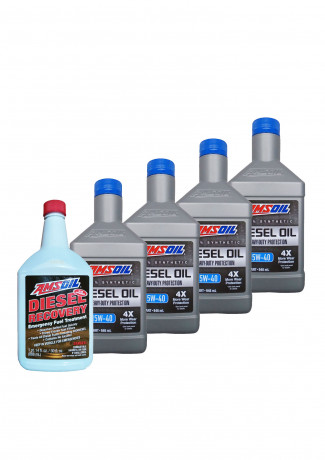 Набор AMSOIL Heavy-Duty Synthetic Diesel Oil SAE 15W-40 (0.946л) 4 шт + AMSOIL Diesel Recovery Emergency Fuel Treatment (0,888л)