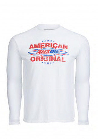 Футболка с длинным рукавом мужская белая AMSOIL American Original